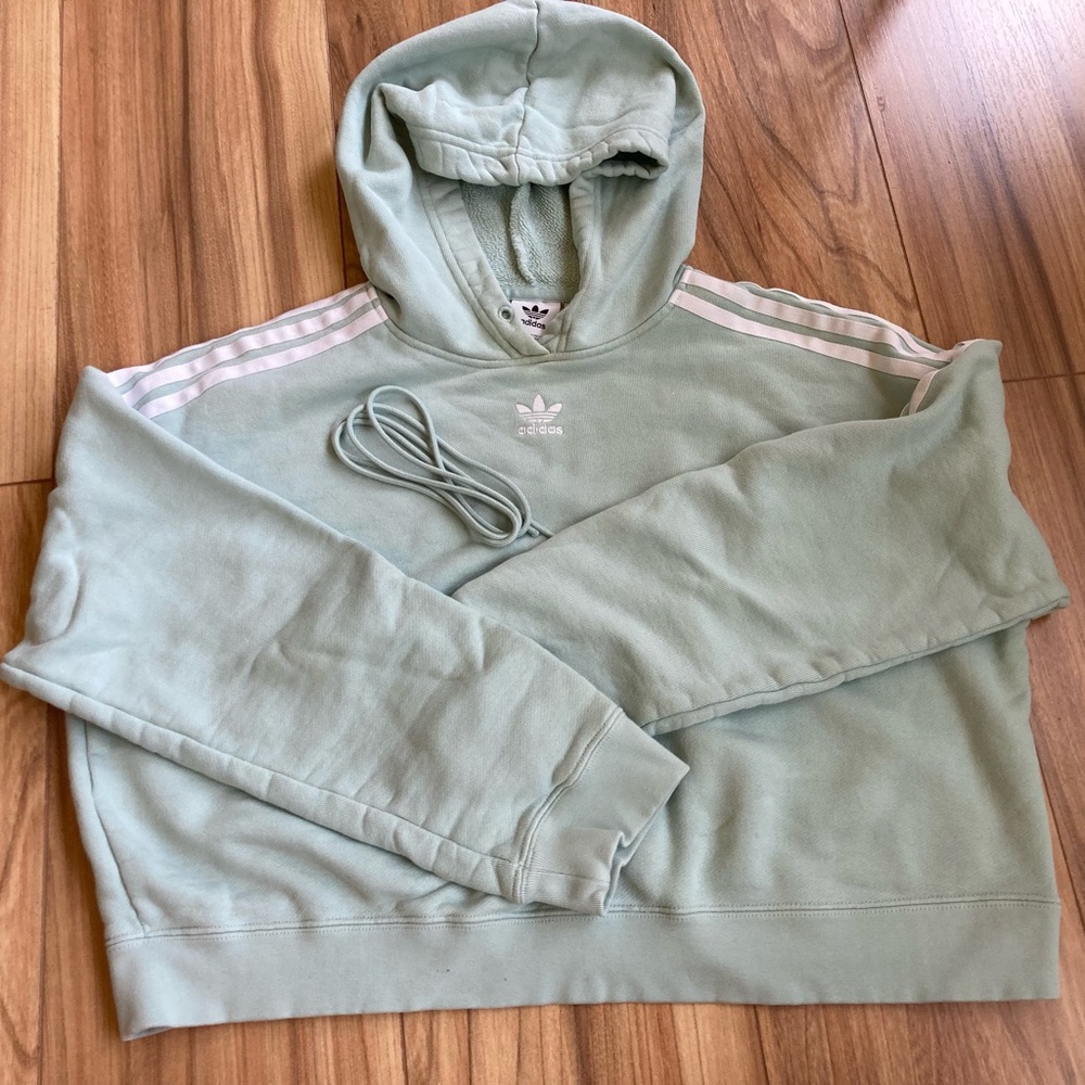 Adidas cropped hoodie women’s medium mint green